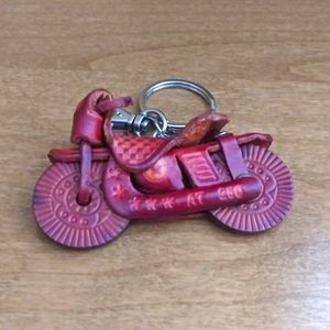 Leather motorcycle keychain
